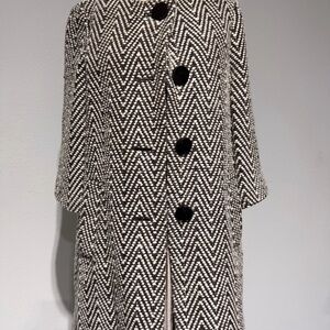 MICHAEL Michael Kors Zig Zag Brown/White Textured Wool/Cotton Coat